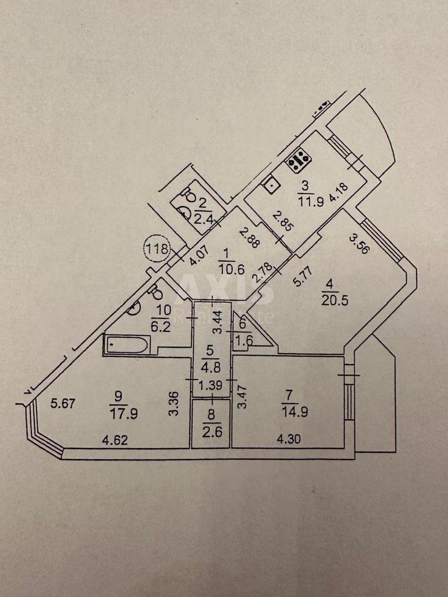 3k apartment vul. Smiljans'ka 1510