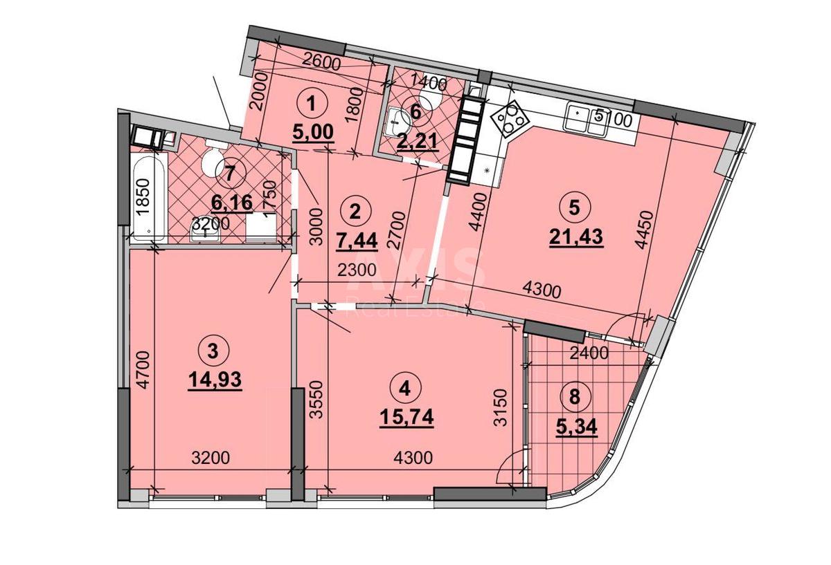 2k apartment vul. Prychal'na 144
