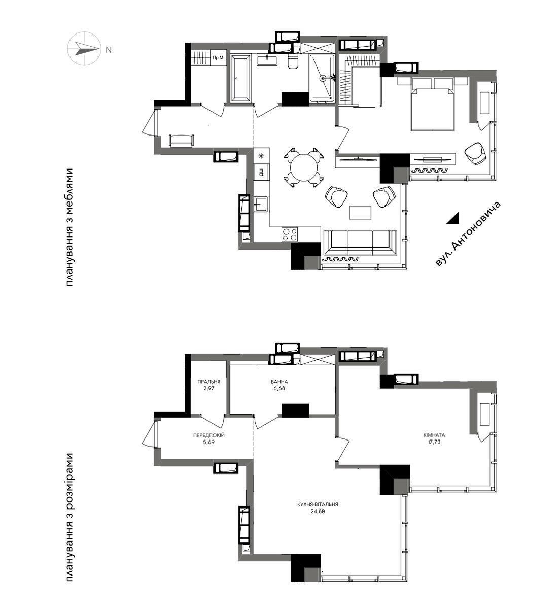 1k apartment vul. Antonovycha 136639344