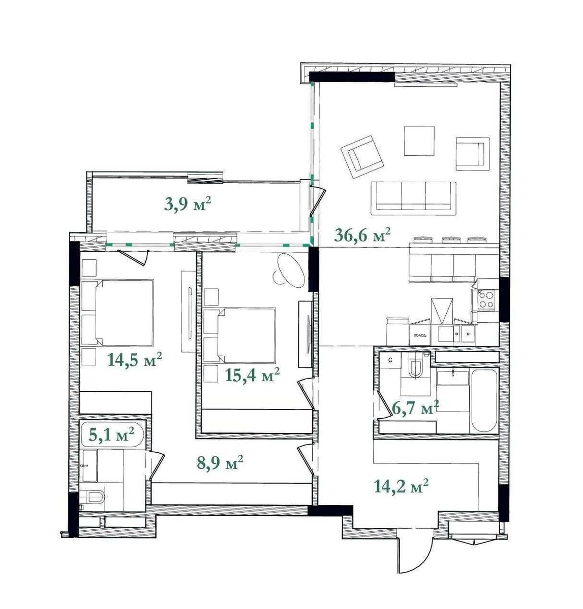 3k apartment vul. Naberezhno-Hreshhatyc'ka 215