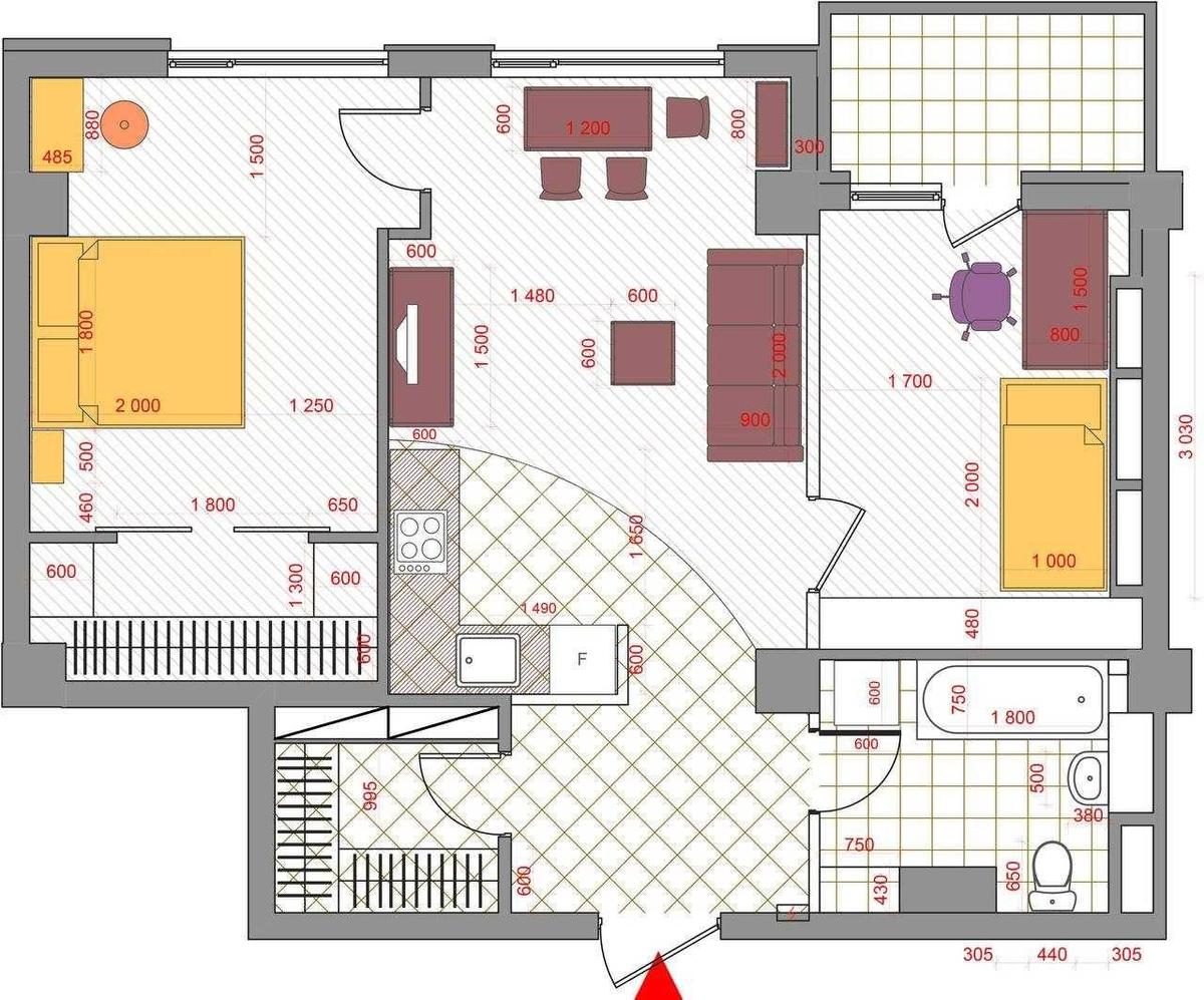 3k apartment vul. Shums'kogo Jurija 1А9