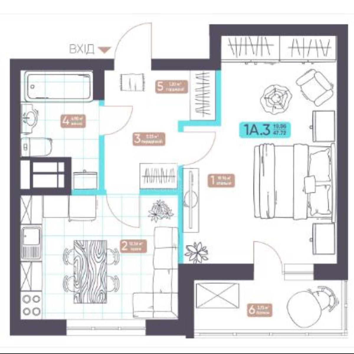 1k apartment vul. Zabolotnogo Akademika 15583391
