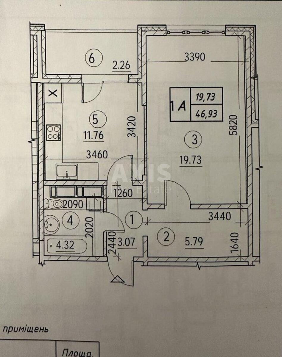 1k apartment prov. Baltijs'kyj 23623316