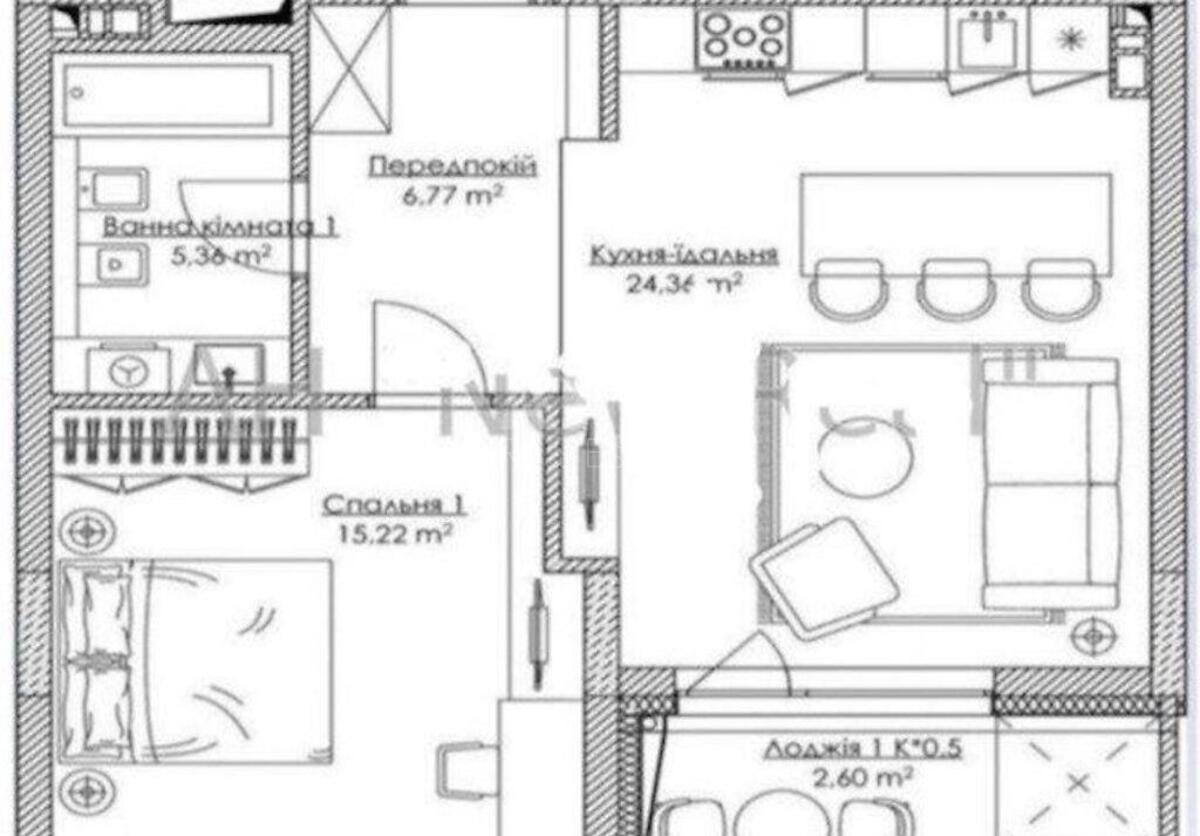 1k apartment doroga Naberezhno-Rybal's'ka 117