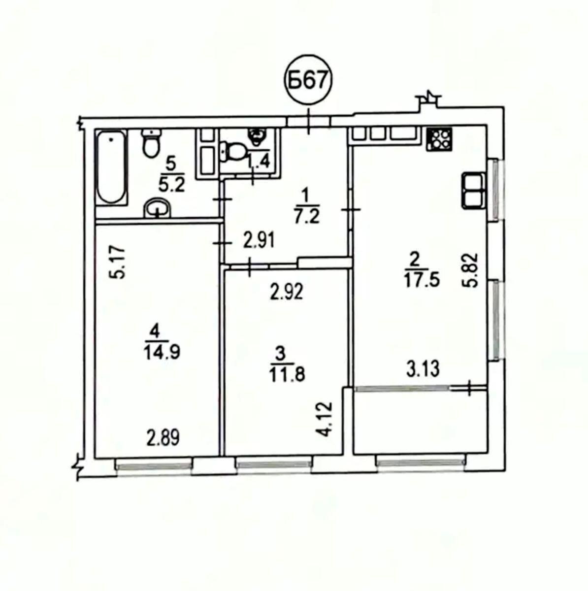 2к квартира наб. Днепровская 186398710