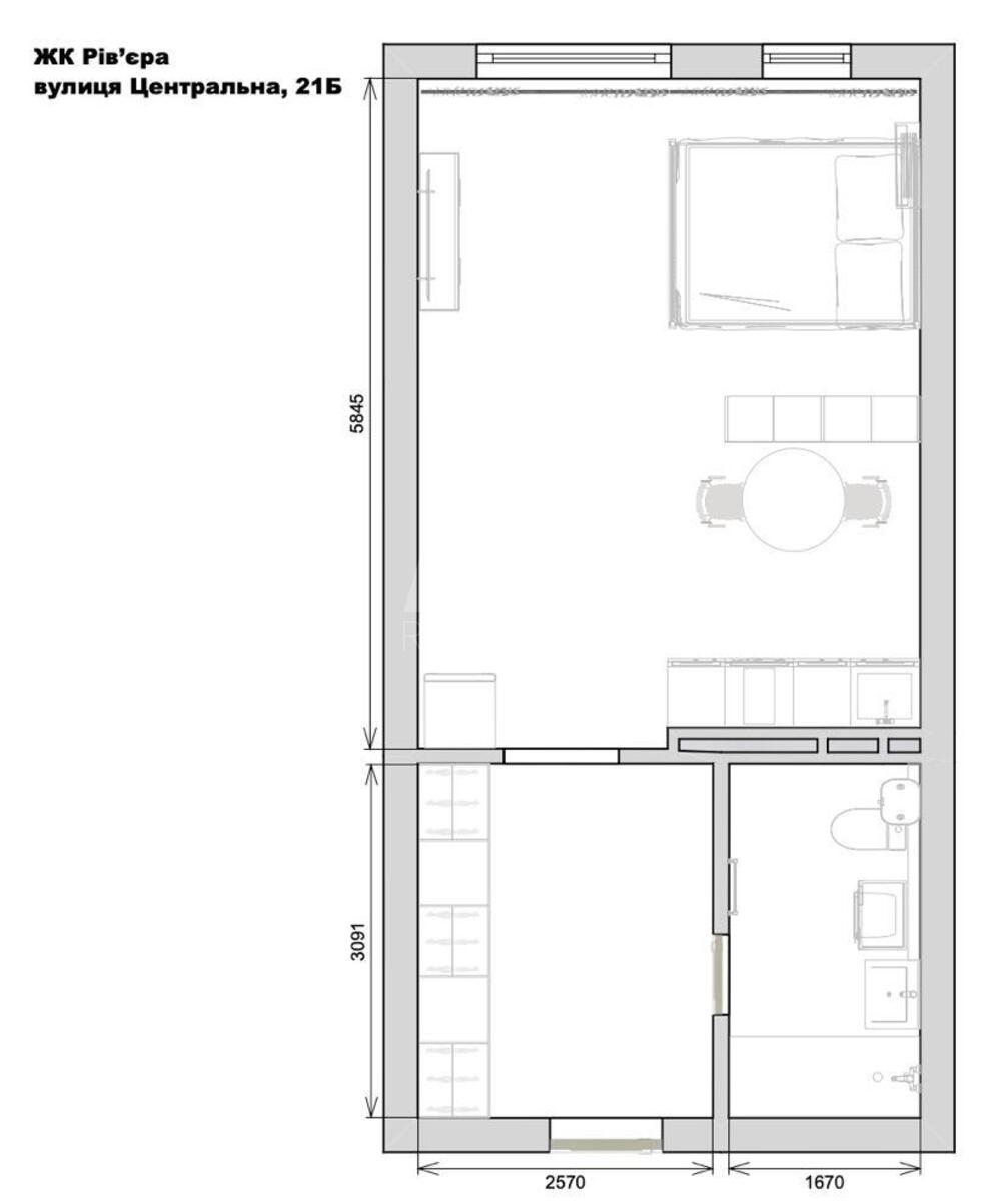 1k apartment vul. Central'na 19588849