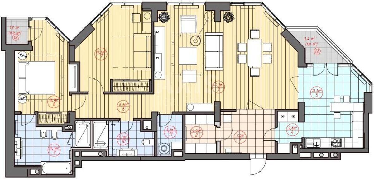 2k apartment vul. Strutyns'kogo Sergija 26123612