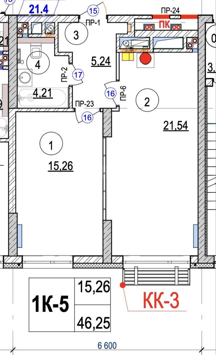 1k apartment vul. Zabolotnogo Akademika 14