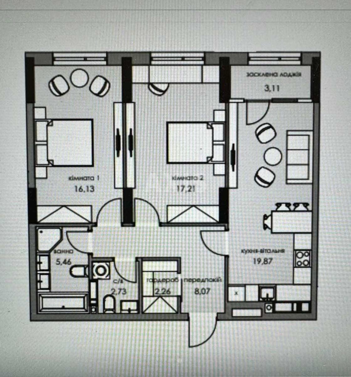 2k apartment vul. Zhmachenka Generala 265