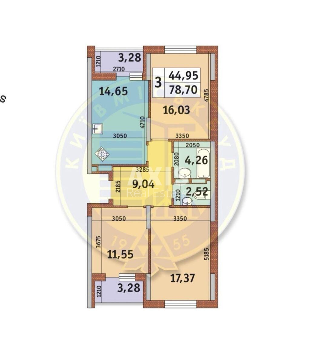 3k apartment vul. Kahovs'ka 6012