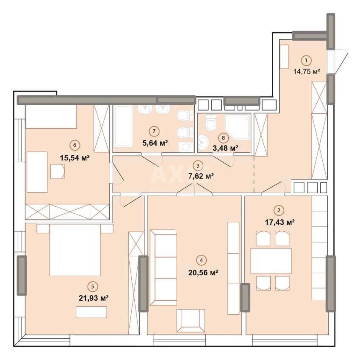 3k apartment vul. Zvirynec'ka 722