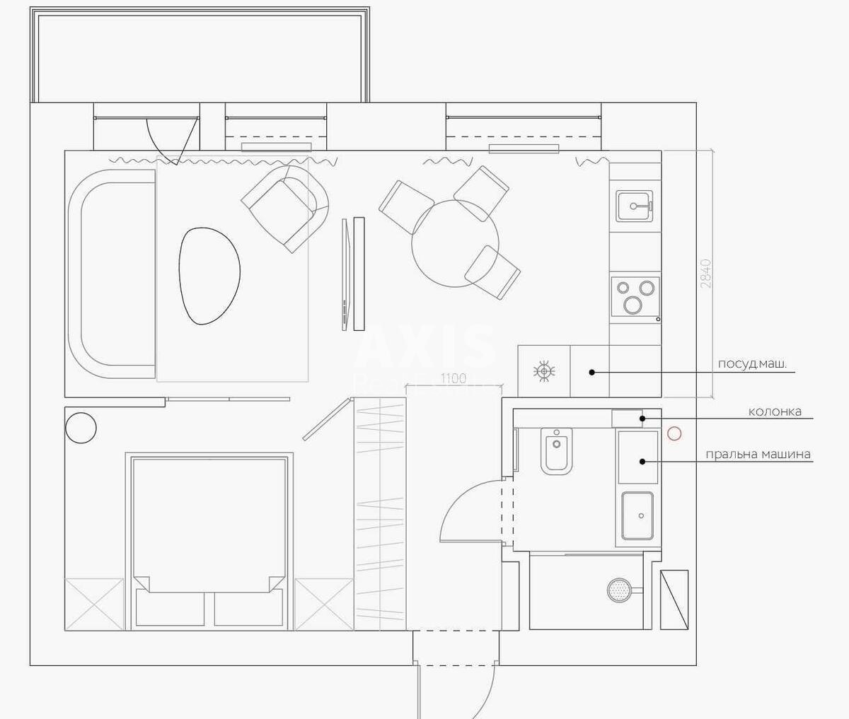 1k apartment bul. Mykoly Mikhnovskoho 24/26283011