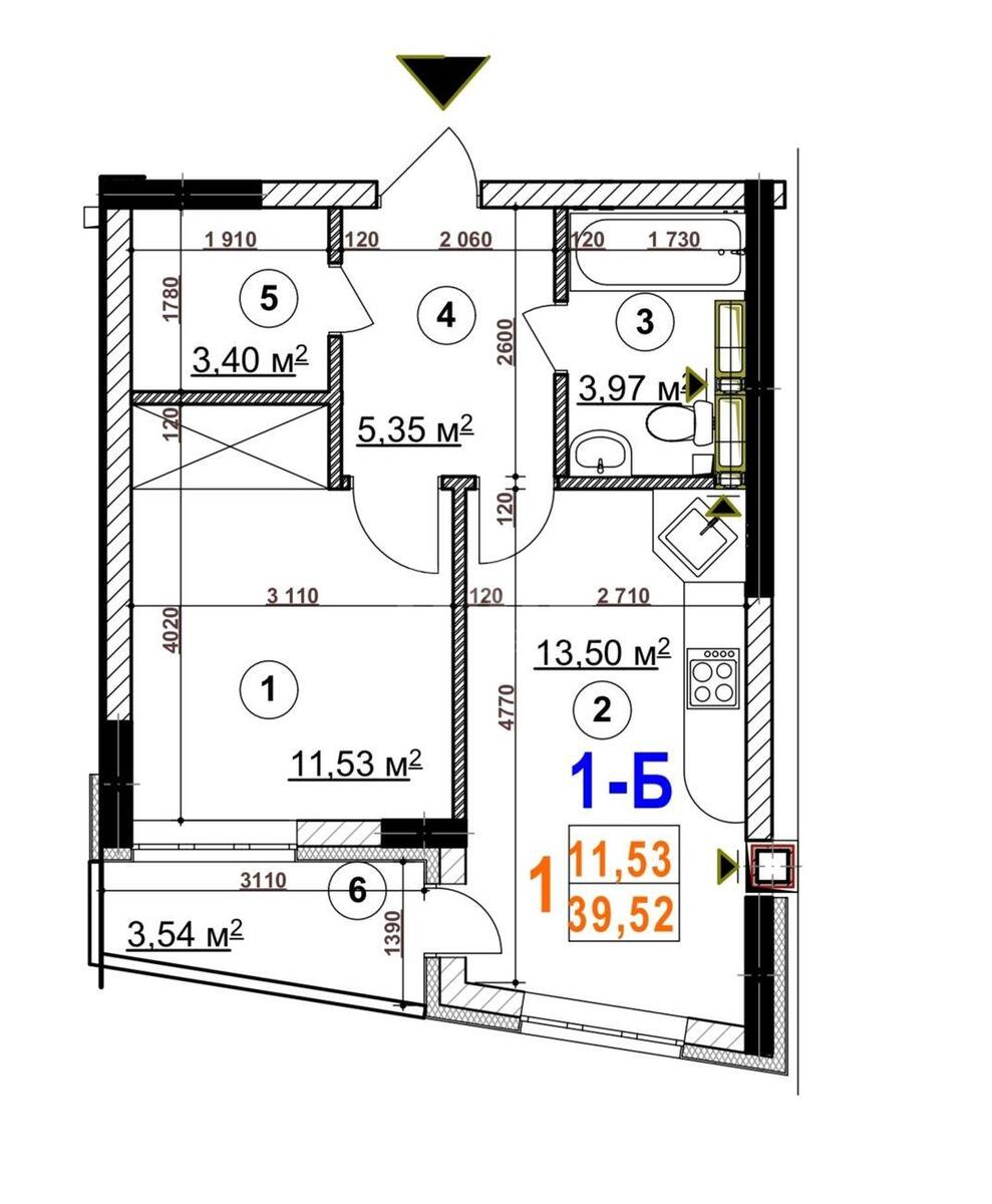1k apartment vul. Bogatyrs'ka 327