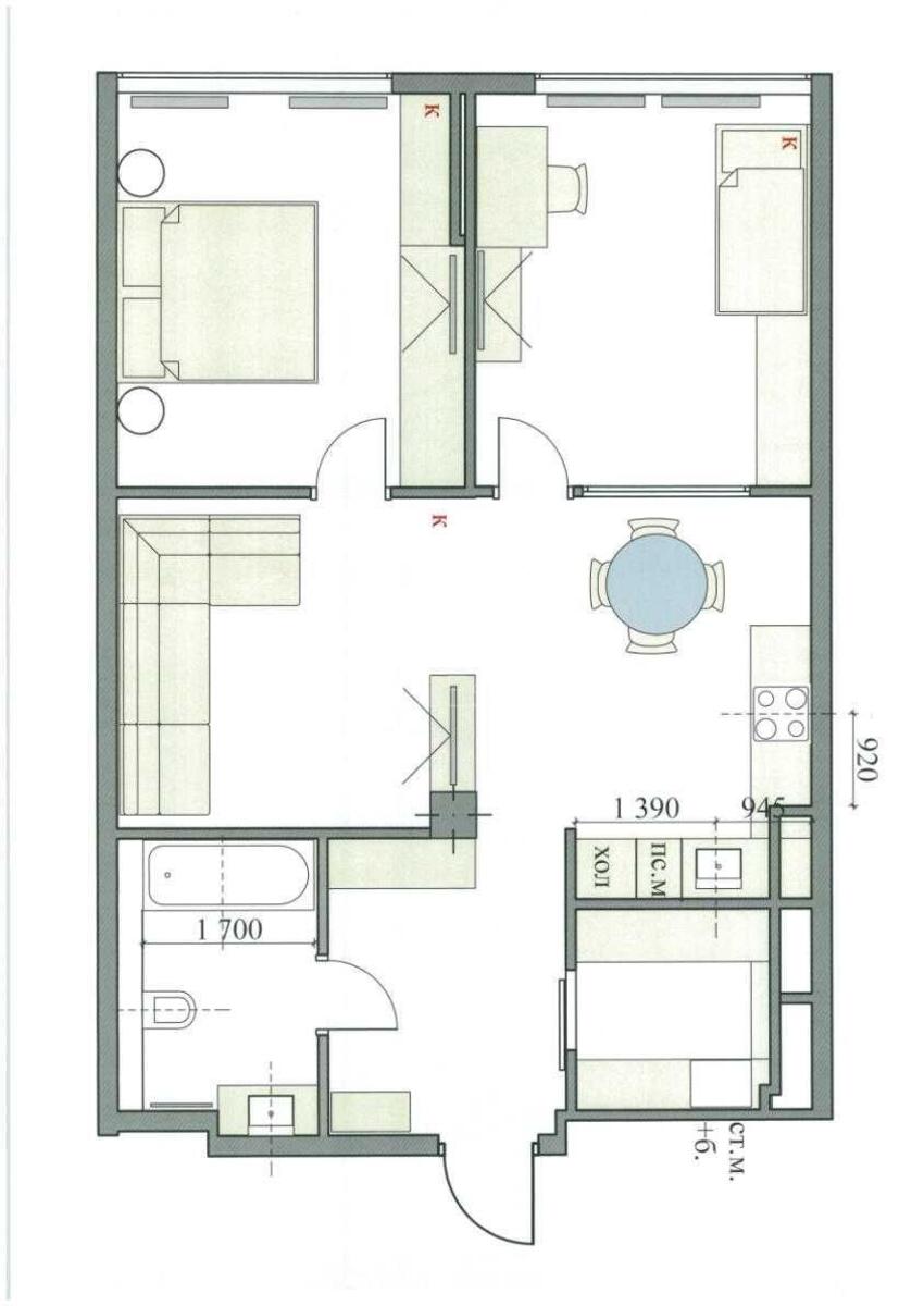 2k apartment vul. Kikvidze 41Б15