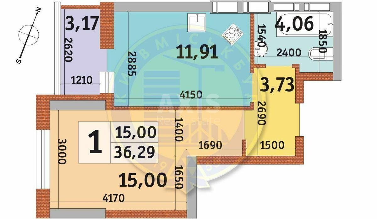 1k apartment vul. Klemans'ka 7523742