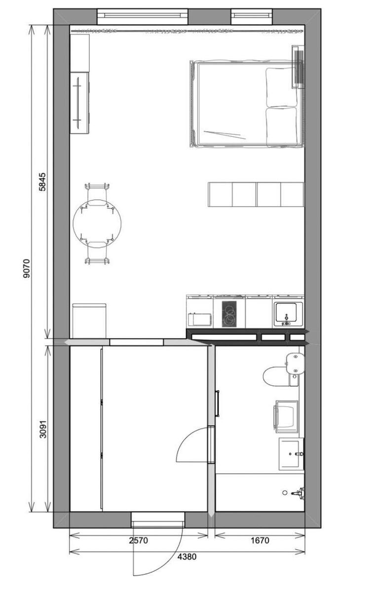 1k apartment vul. Central'na 21Б11