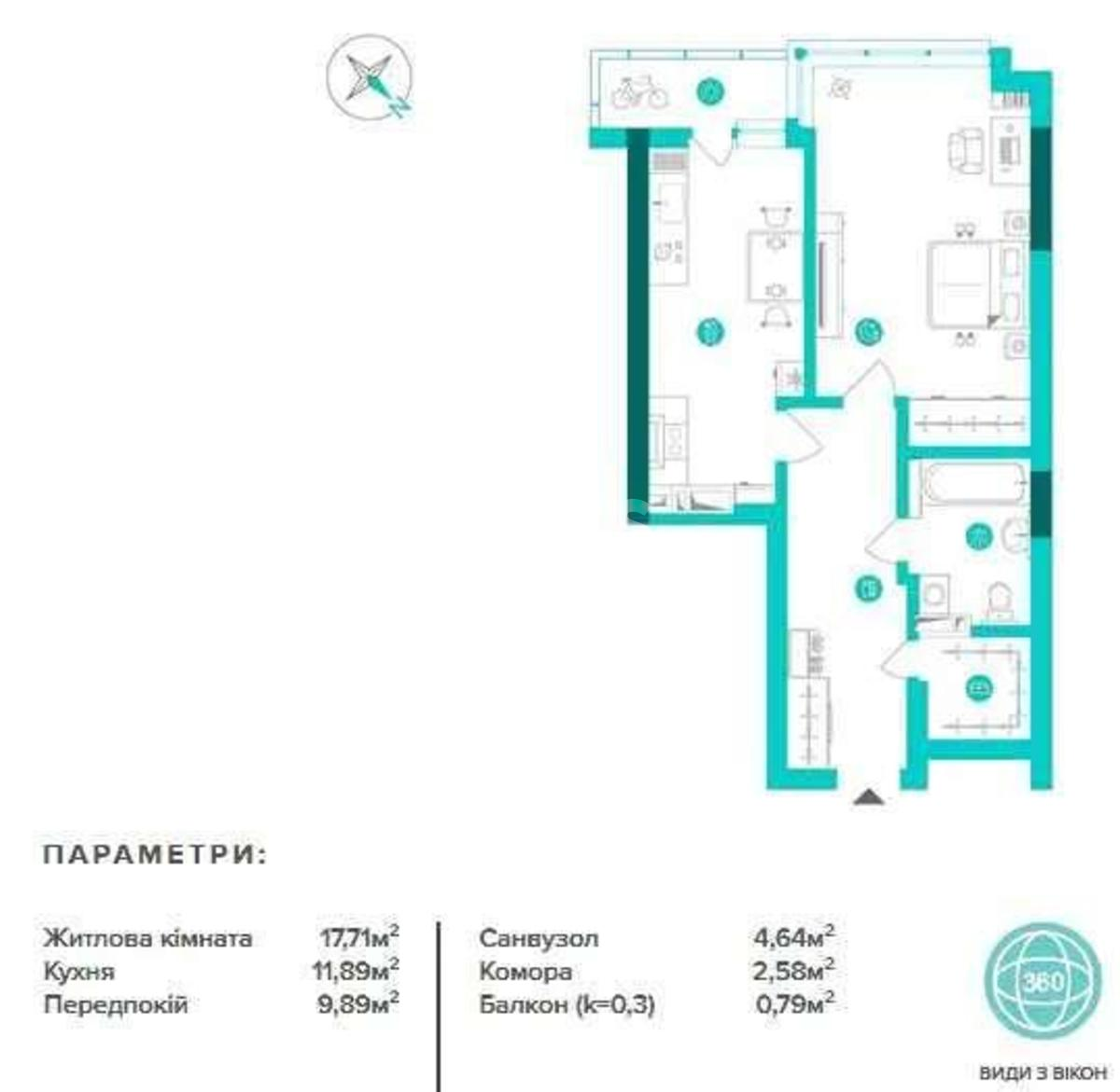 1k apartment vul. Lypkivs'kogo Vasylja Mytropolyta 37Г270766