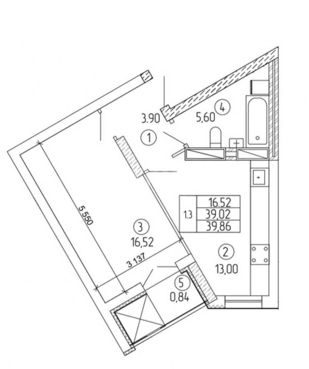 1k apartment vul. Novopol'ova 24