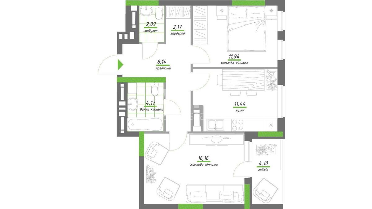 2k apartment pr-t Peremogy 6713