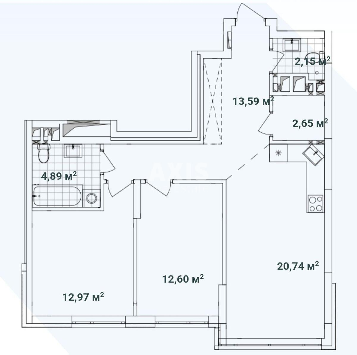 2к квартира пр-т Европейского Союза 1596961