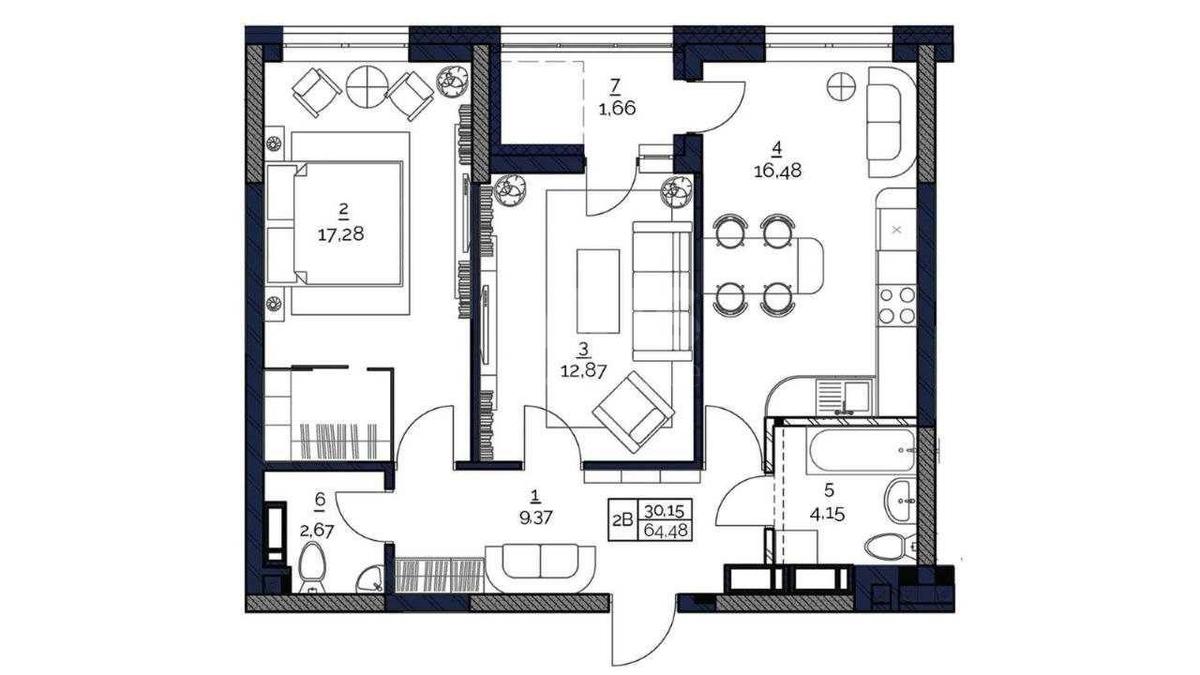 2k apartment vul. Sim'i' Kul'zhenkiv 222