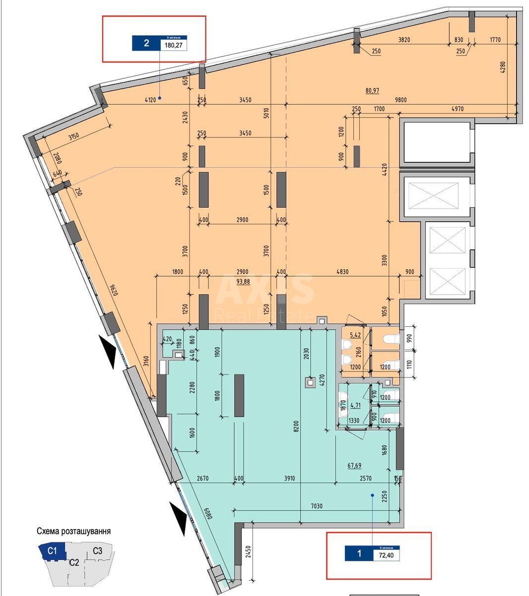 Office vul. Jevgena Konoval'cja 30, 180m20