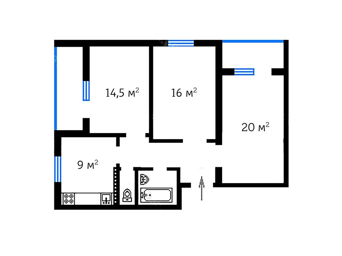 3k apartment vul. Borshhagivs'ka 2107