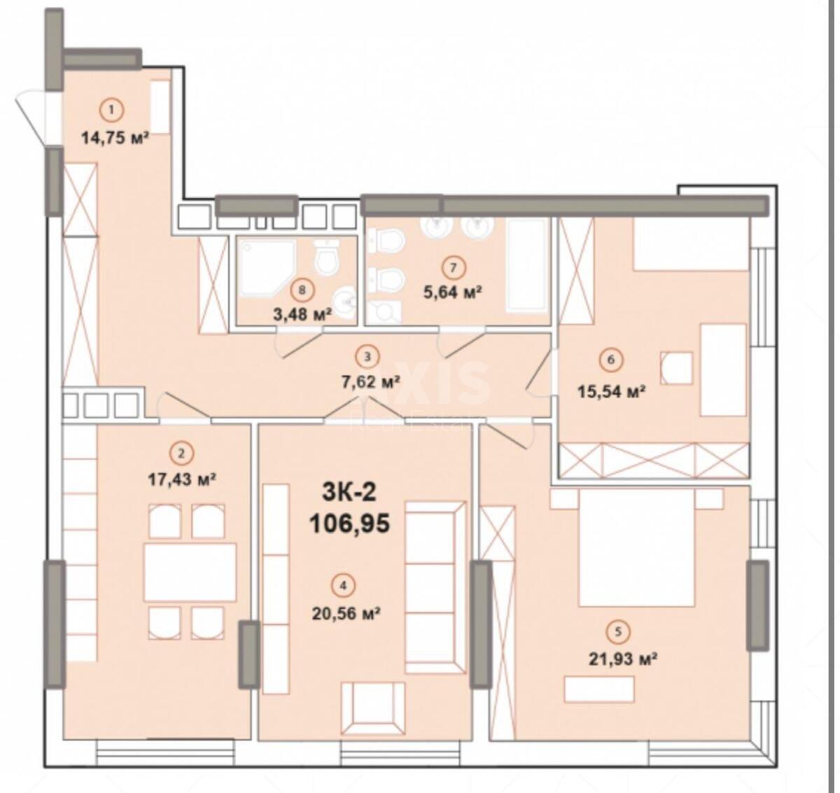 3k apartment vul. Zvirynec'ka 725