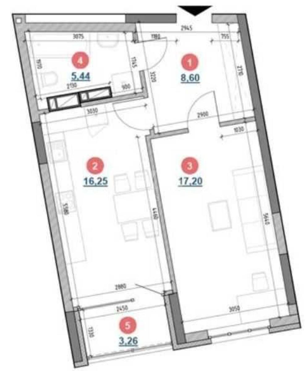 1k apartment nab. Dniprovs'ka 17В1
