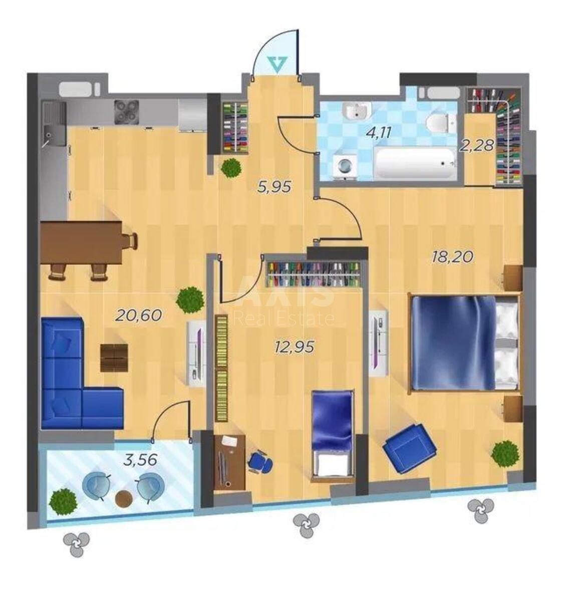 1k apartment vul. Sholudenka 309