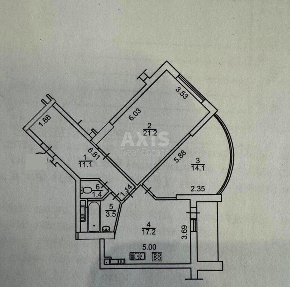 2k apartment vul. Myhajla Maksymovycha 3Г9
