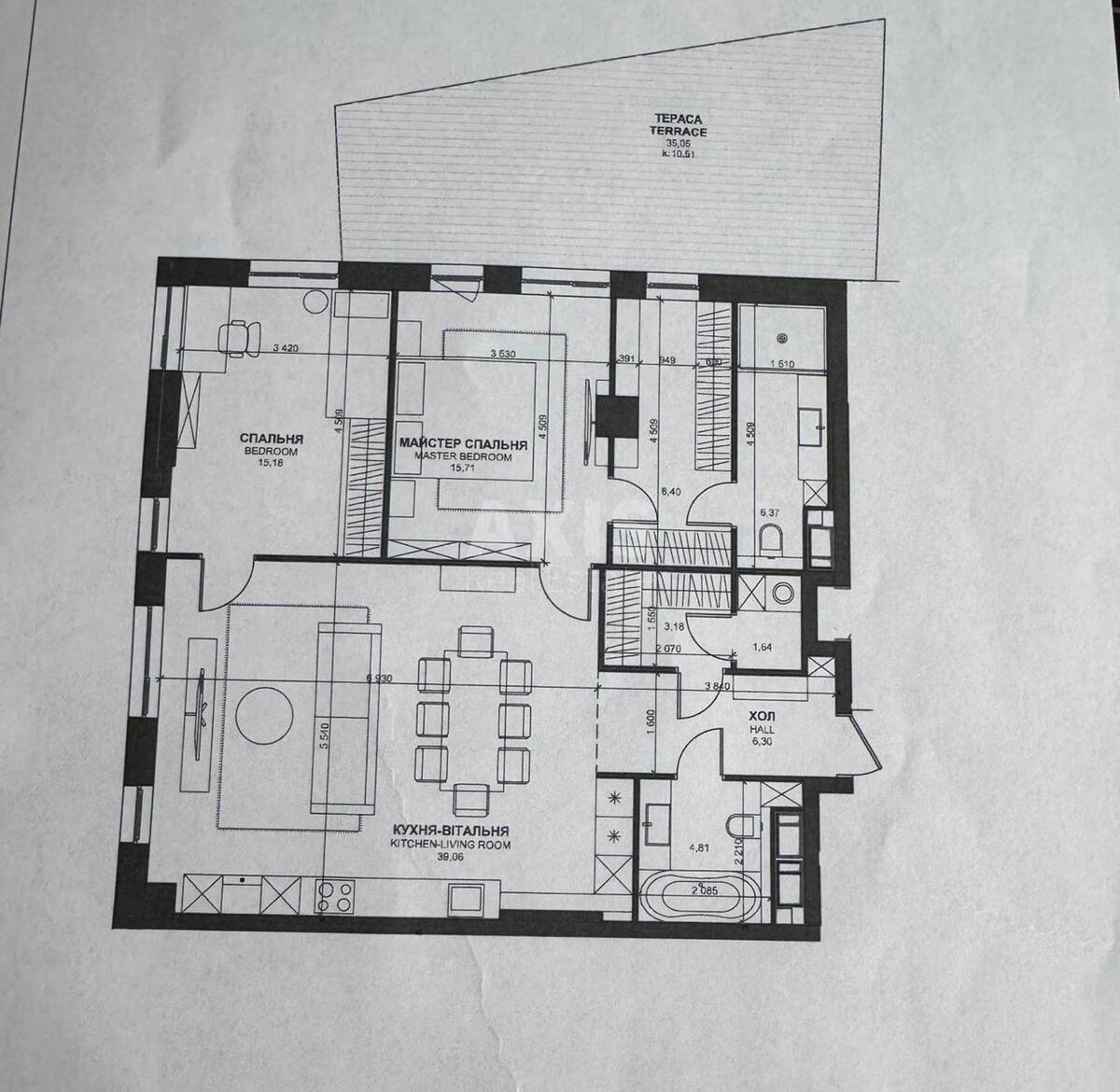 3k apartment vul. Barbjusa Anri 39/27