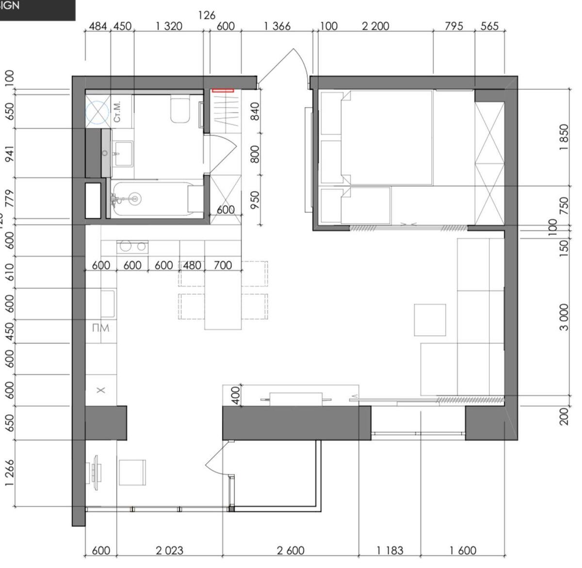 1k apartment vul. Novomostyc'ka 1510