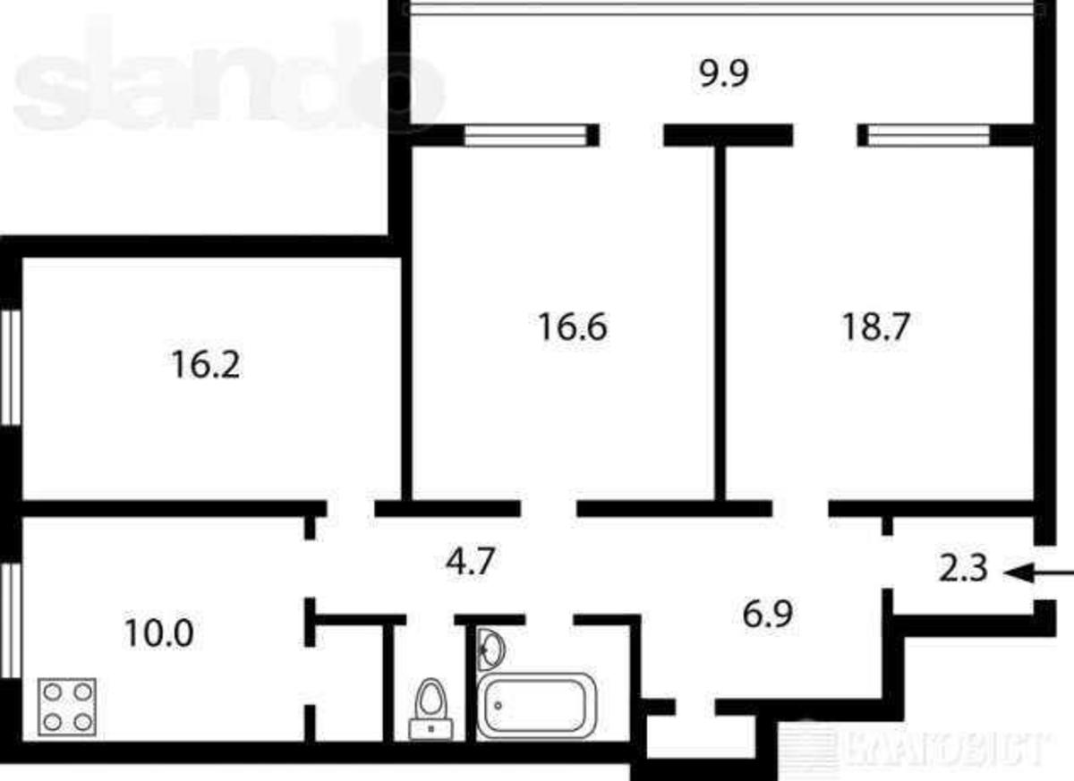 3k apartment vul. Lunachars'kogo 22В4240612