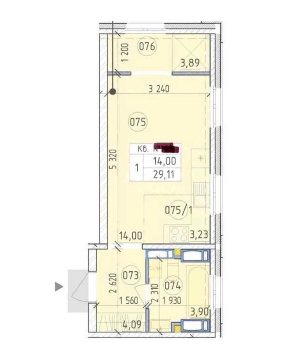 1k apartment vul. Myhajla Maksymovycha 26Д7039510