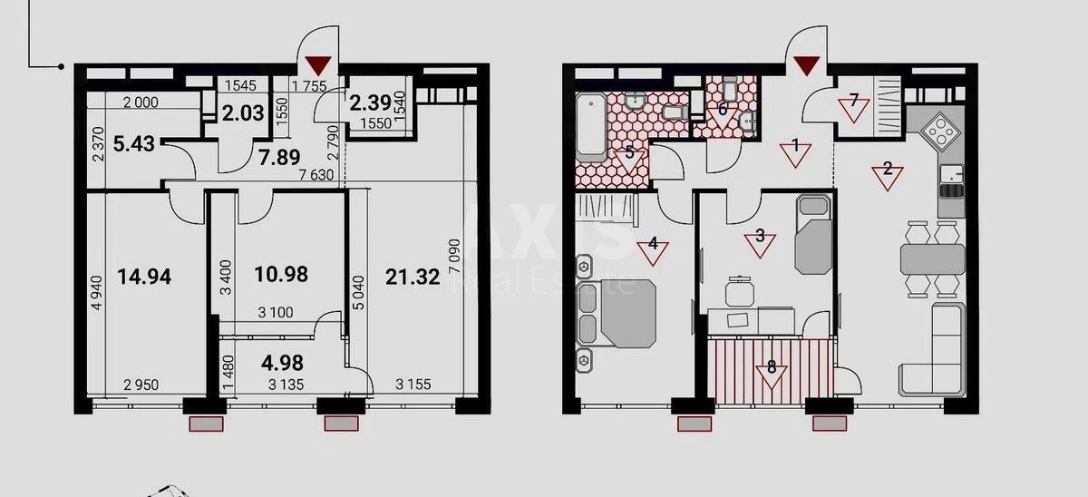 2k apartment nab. Dniprovs'ka 15К606310