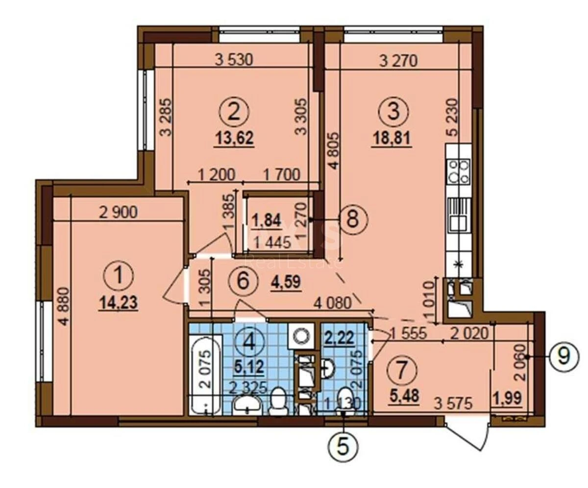2k apartment vul. Vsevoloda Zmijenka 13686630
