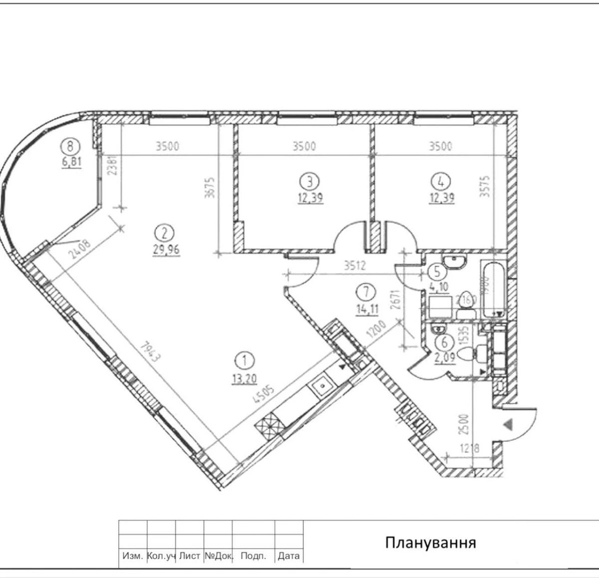 3k apartment vul. Voskresens'ka 2А684345