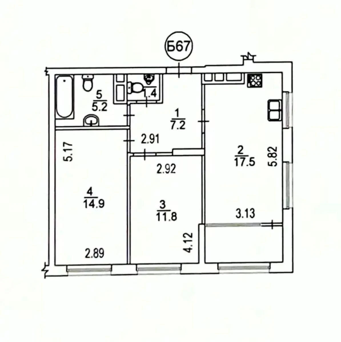 2к квартира наб. Днепровская 186398710