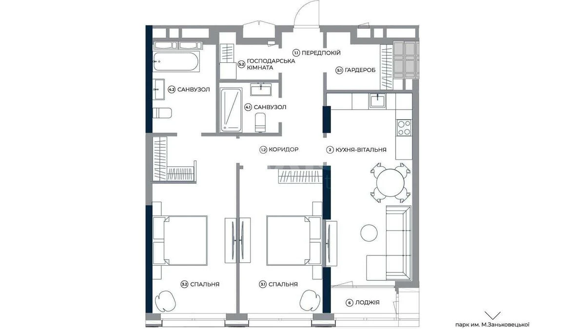 2к квартира ул. Антоновича 136606342