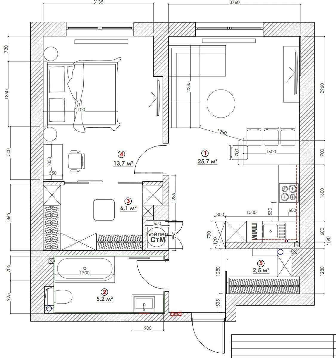 1k apartment Fortechnyy tupyk Seven volts668571