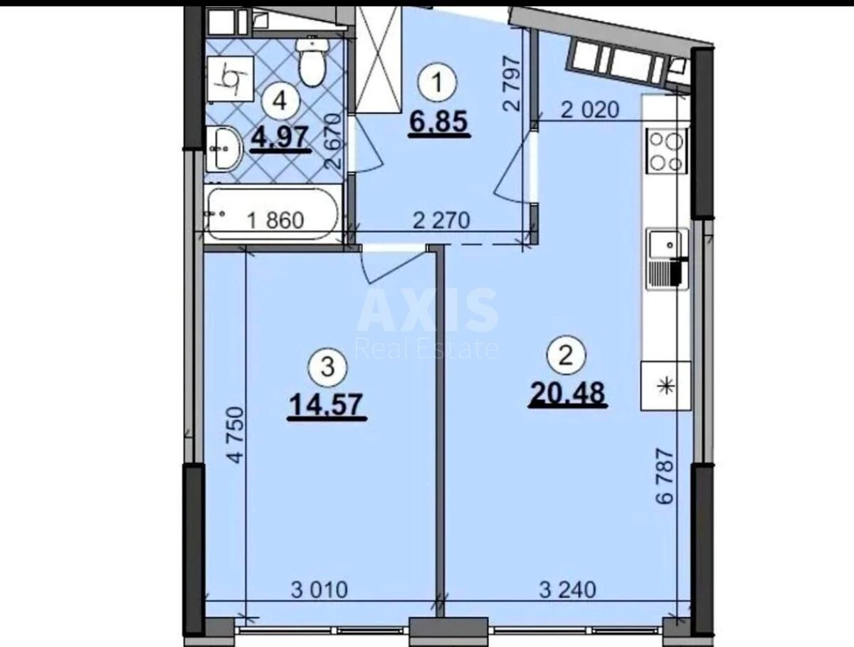 1k apartment nab. Dniprovs'ka 15Д677242