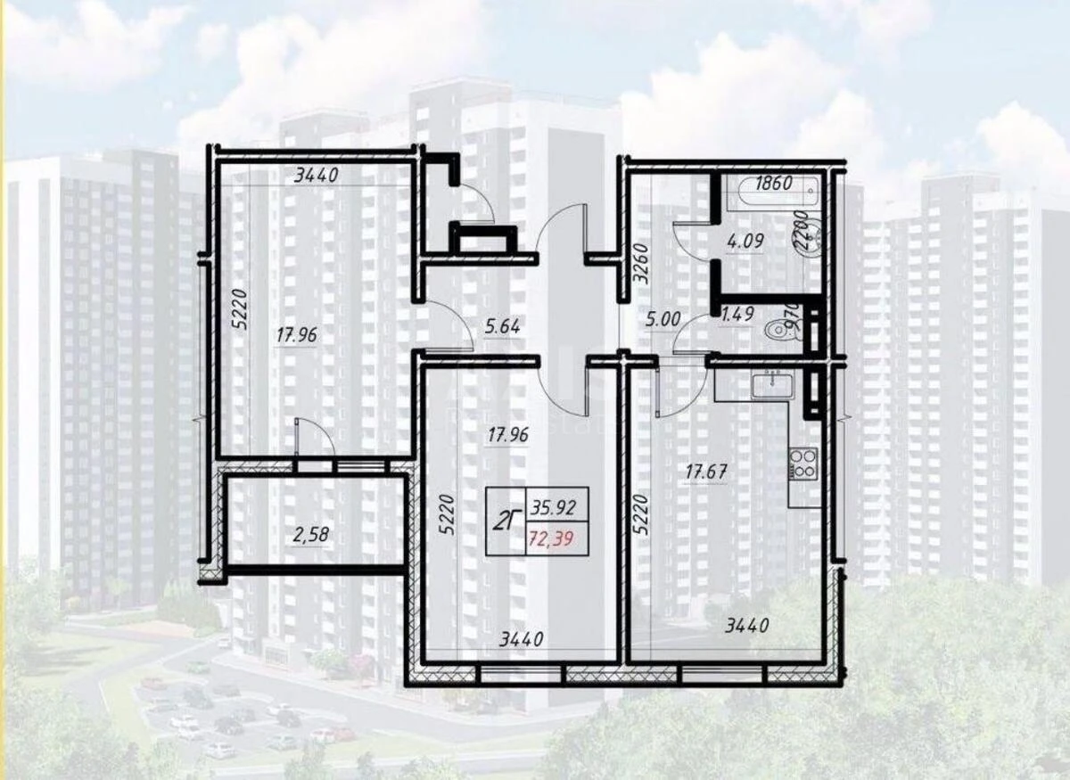 2k apartment vul. Konopljans'ka 226011110