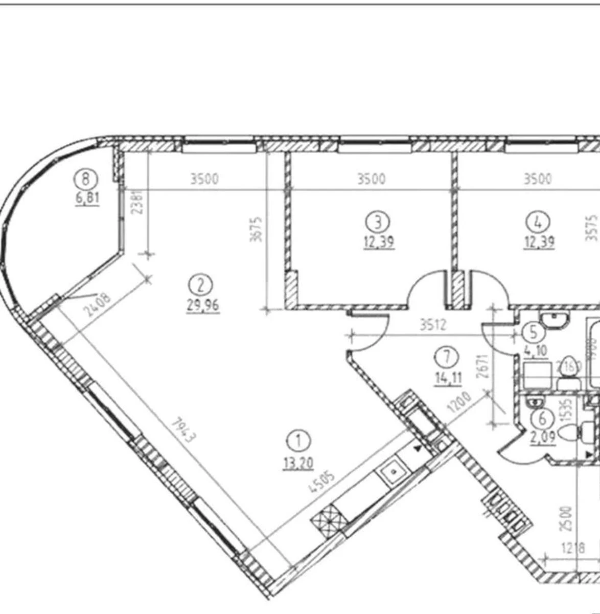 3k apartment vul. Voskresens'ka 2В664865