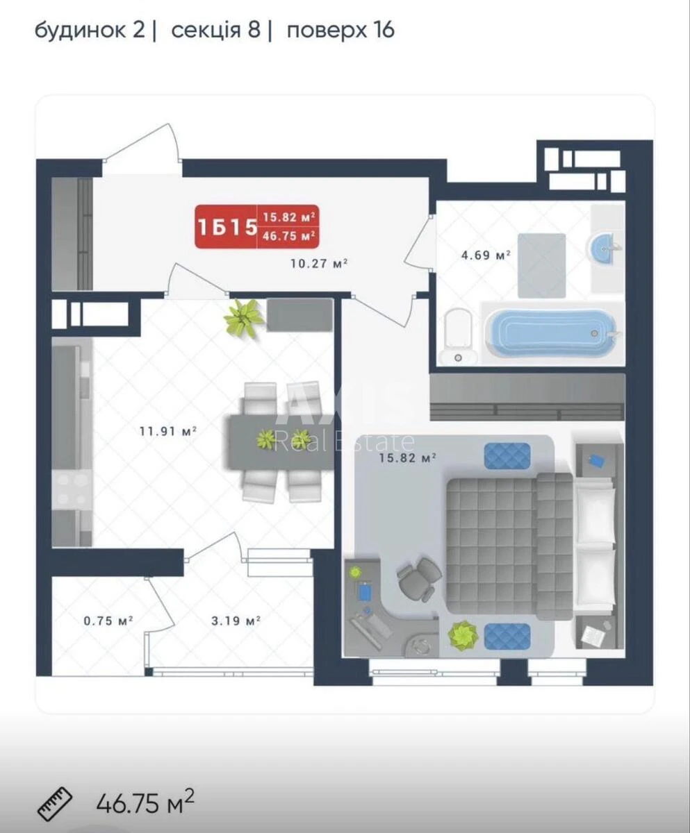 1k apartment vul. Kanal'na 8613721