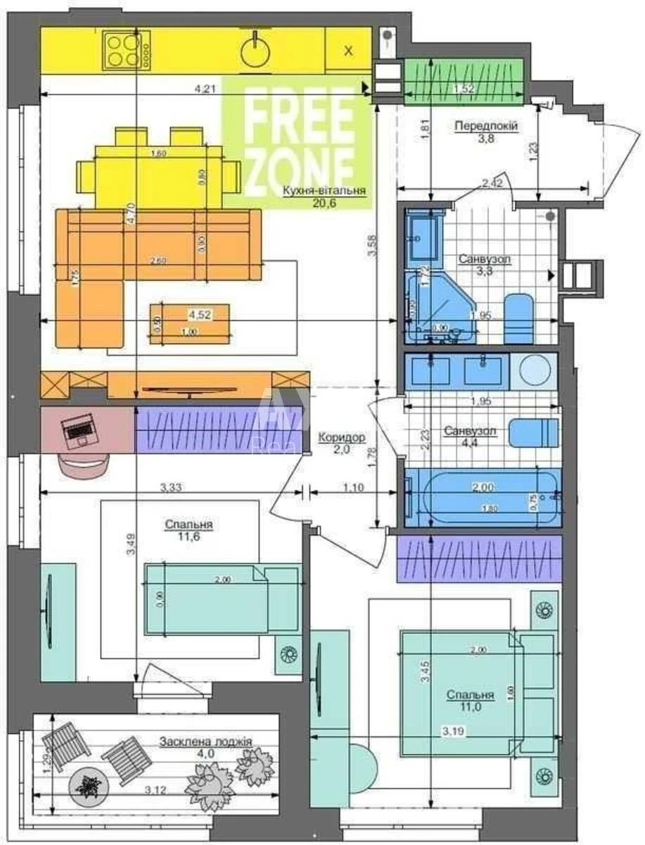 2k apartment vul. Rodyny Kistjakivs'kyh 4649099