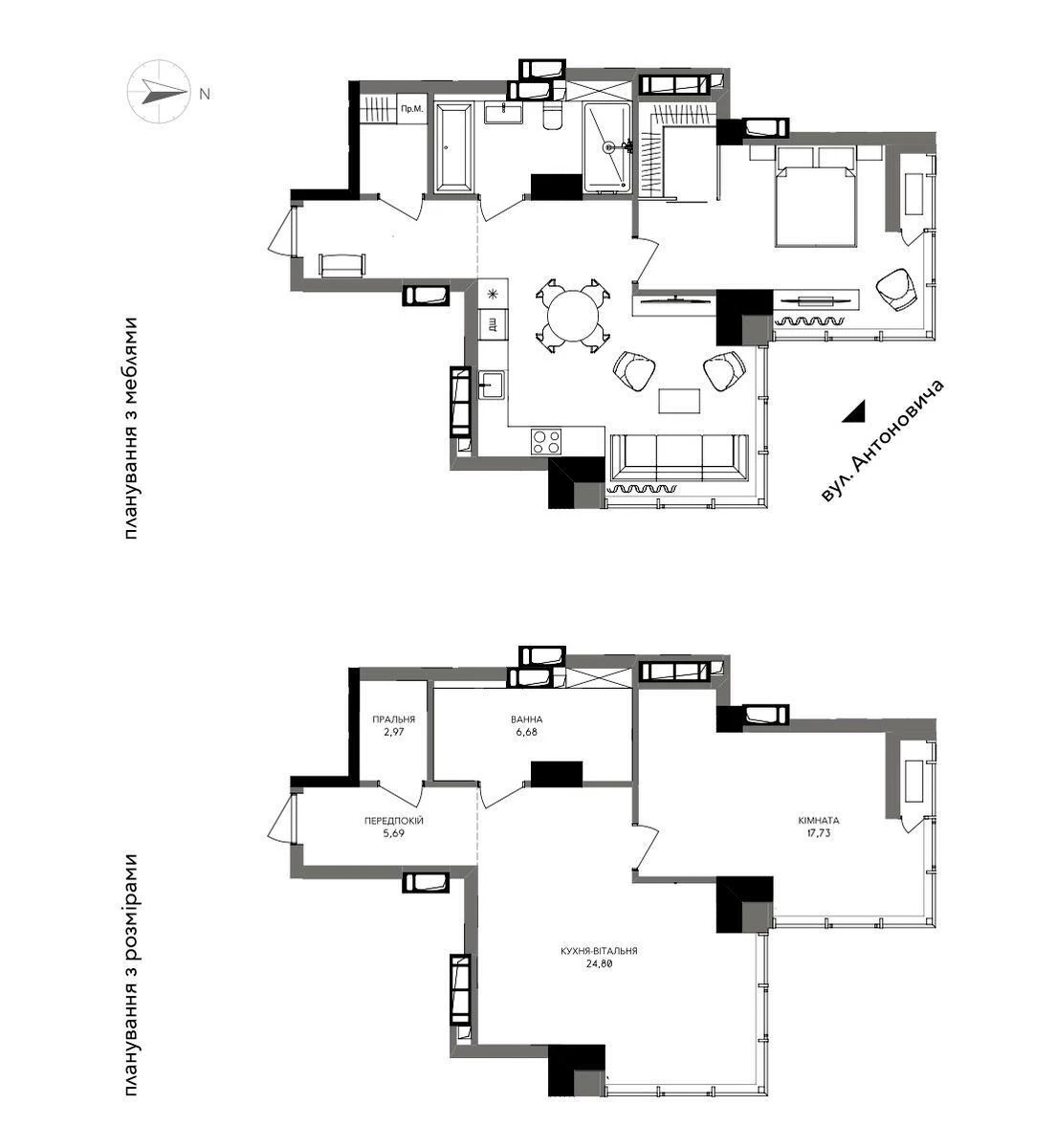 1k apartment vul. Antonovycha 136639344