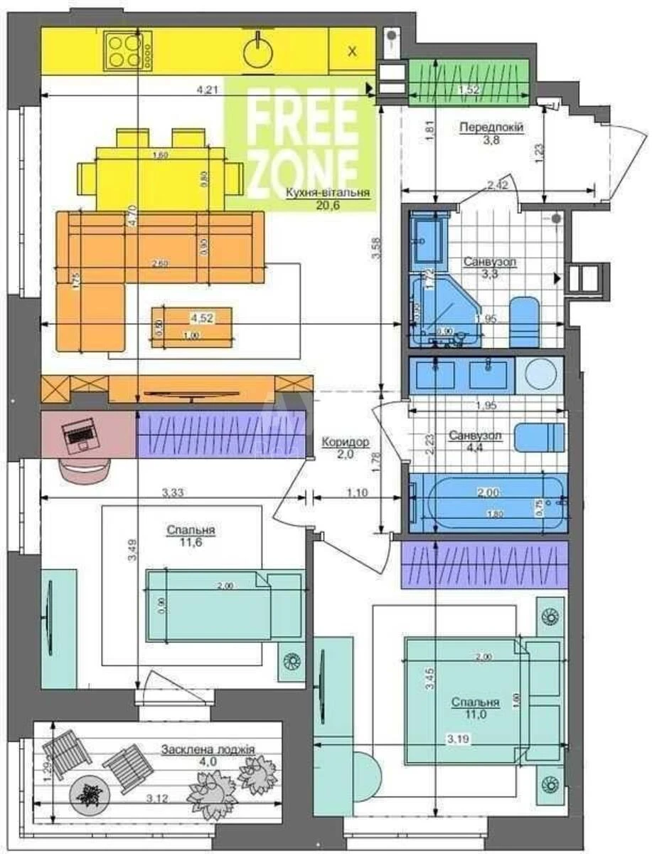 2k apartment vul. Rodyny Kistjakivs'kyh 4649099