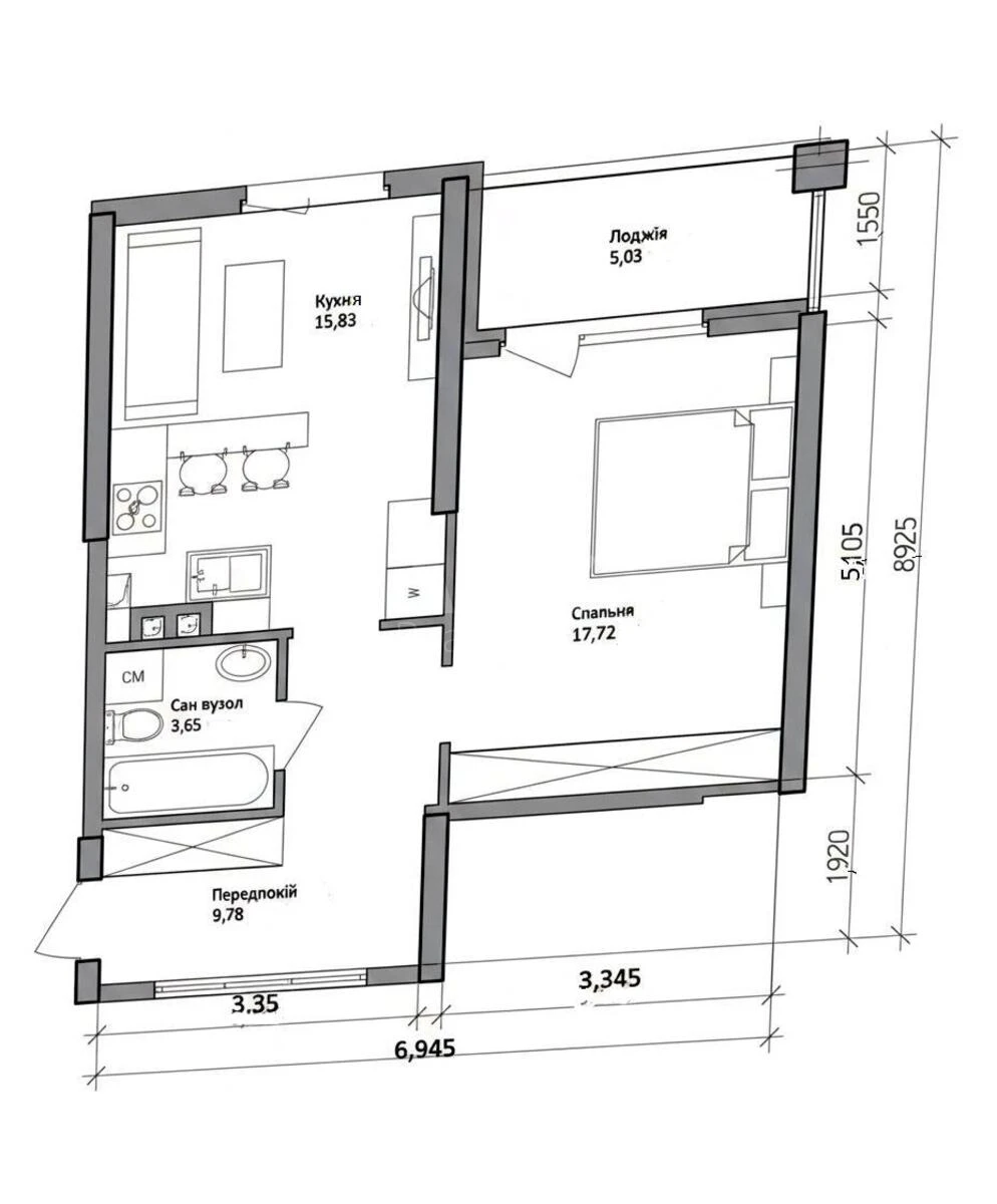 1k apartment vul. Sim'i' Kul'zhenkiv 22644911