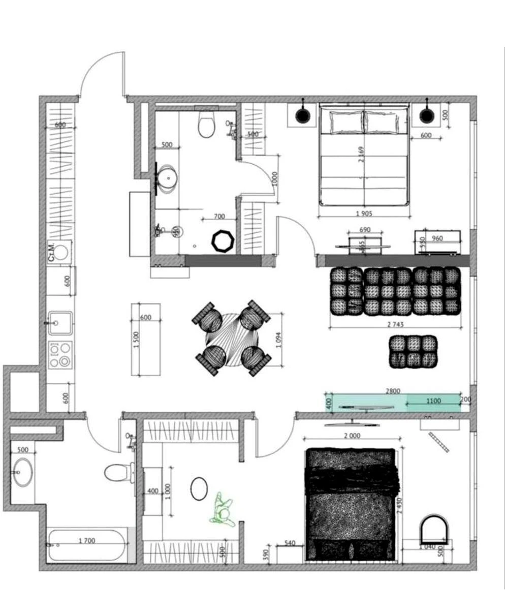 2k apartment vul. Prychal'na 14618131